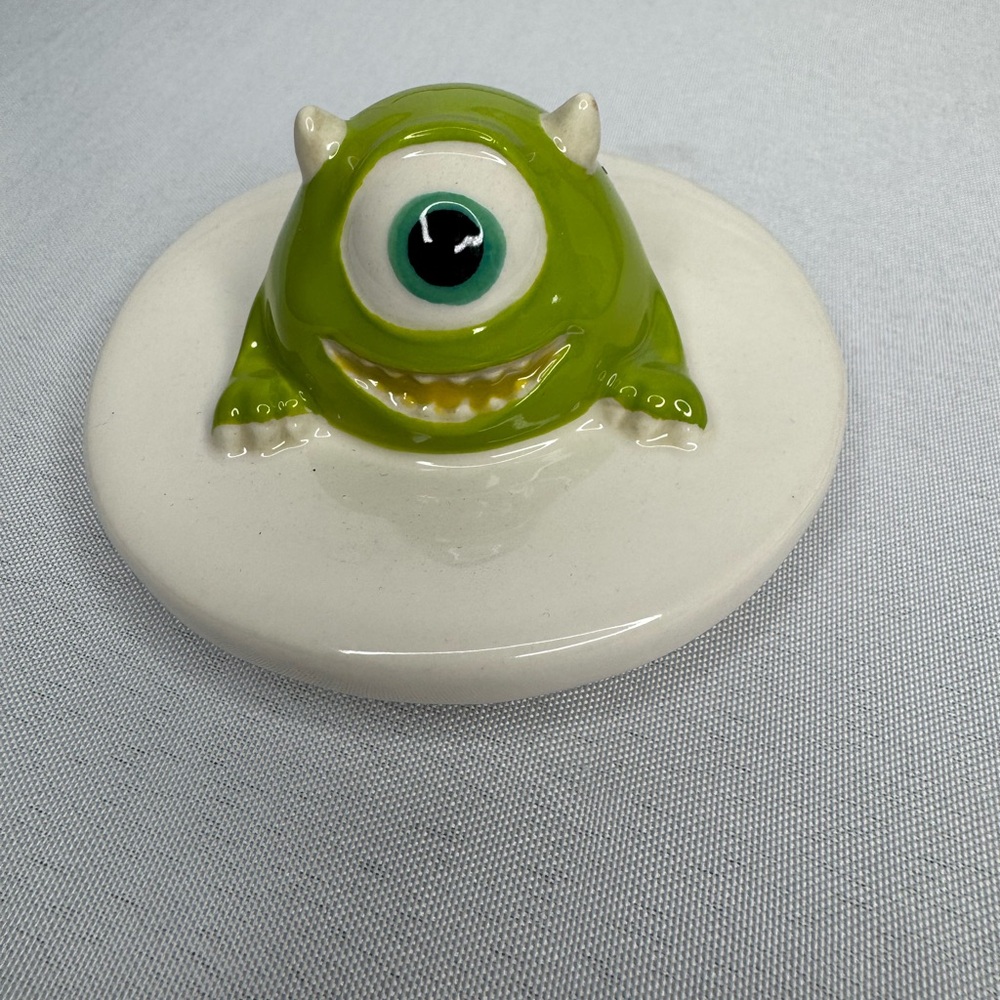 Rae Dunn Monsters Inc Mike Wazowski Green and White Monster Mug Topper